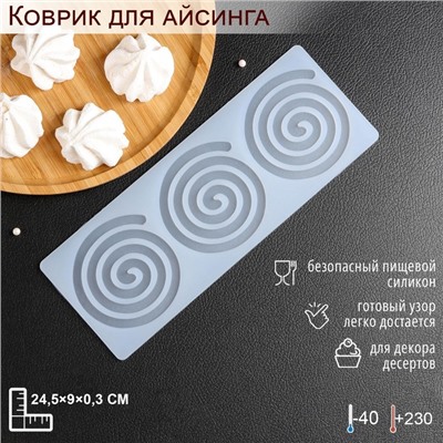Форма для шоколада «Спираль», силикон, 3 ячейки, 24.5×9×0.3 см, прозрачная