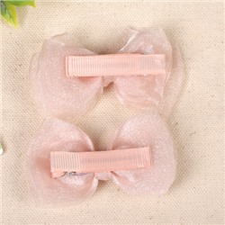 Бант-зажим для волос набор 2 штуки / YIW-19 /уп 1/пудровый