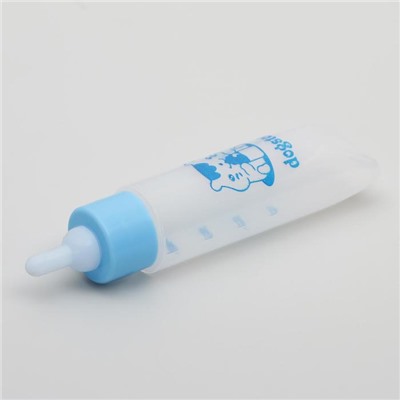 Бутылочка для вскармливания грызунов, 30 мл, с силиконовой соской, короткий носик, пластик, голубая