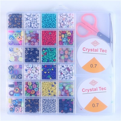 Набор для создания украшений, 24 вида бусин, леска, ножницы