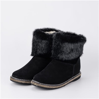 УЖ-77 Унты женские короткие “черная норка” на войлоке