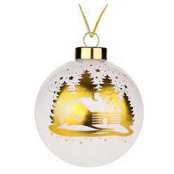 Новогоднее украшение. Елочный стеклянный шар "Золотистая опушка" 8см