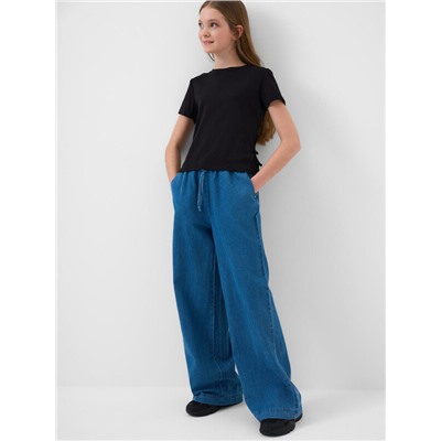 Брюки текстильные джинсовые для девочек