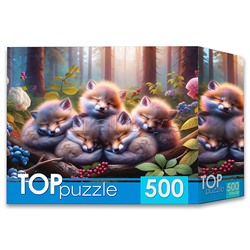 Пазлы 500 TOPpuzzle "Спящие лисята"