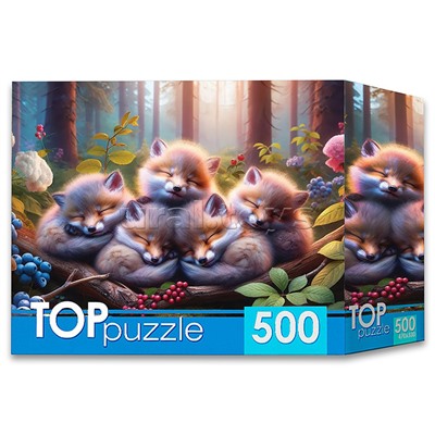 Пазлы 500 TOPpuzzle "Спящие лисята"