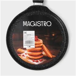 Сковорода блинная Magistro Dark, d=24 см, ручка soft-touch, антипригарное покрытие, индукция, кованый алюминий, чёрная