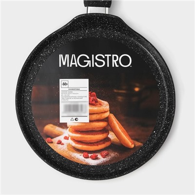 Сковорода блинная Magistro Dark, d=24 см, ручка soft-touch, антипригарное покрытие, индукция, кованый алюминий, чёрная