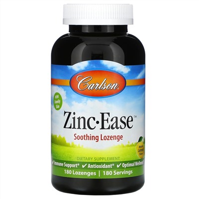 Carlson Labs, Zinc-Ease, Natural Lemon, 180 Lozenges