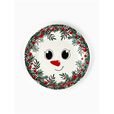 Тарелка плоская новогодняя «Снеговик Крош», d=20 см