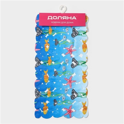Коврик противоскользящий в ванну Доляна «Лагуна», на присосках, 35×69 см