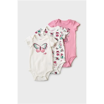 Боди детское трикотажное для девочек, 3 шт в комплекте PLAYTODAY, 1240124