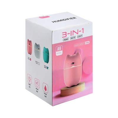 Увлажнитель воздуха HM-17 «Ушки», ультразвуковой, 0.26 л, 2 Вт, подсветка, USB, голубой