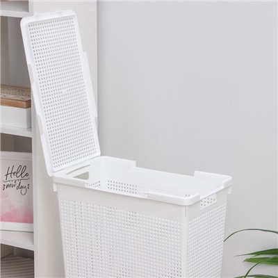 УЦЕНКА Корзина для белья с крышкой 50л 45х26х61,5см "Лофт" прямоуг, цвет белый