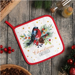 Прихватка «Сhristmas greetings», 19×19 см, МИКС, саржа,100% х/л, ватин 250 г/м²