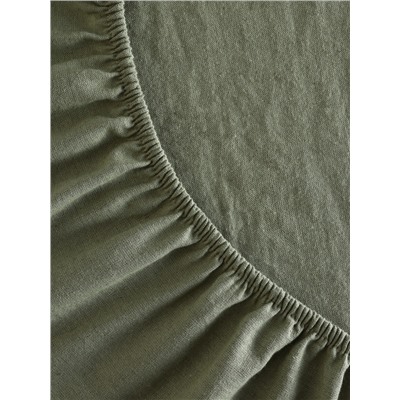 Простыня на резинке 1.5-спальная SL Home Linen collection, 140×200+30 см, зелёная, полулён