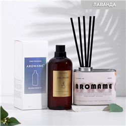 Набор диффузор ароматический Aromame, французская лаванда, 500 мл, прямоугольная банка