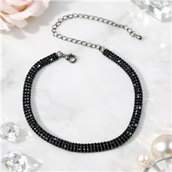 Чокер украшение женское на шею бижутерия со стразами, цвет: черный, арт.012.108