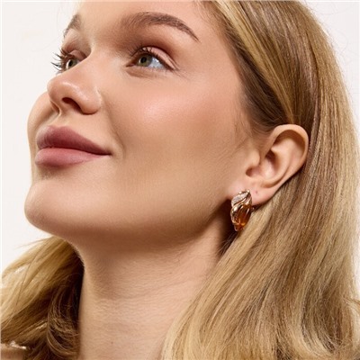 Серьги ювелирная бижутерия коллекция "Дубай", покрытие позолота, вставка: янтарь искусственный, арт.414.061