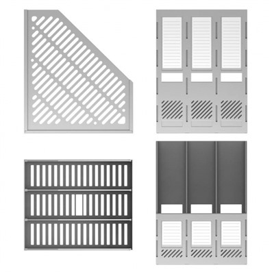 Лоток для бумаг вертикальный  3 отд. сборный пластиковый серый 13097 ErichKrause