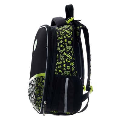 Рюкзак каркасный Hatber Ergonomic Classic «Влад А4», 37×29×17 см, чёрный/жёлтый NRk_71008