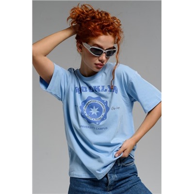 8506/1 Футболка женская оверсайз (Голубой_университет)