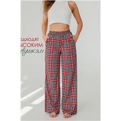 Брюки палаццо домашние широкие красная клетка НАТАЛИ, 1115493