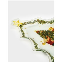Блюдо сервировочное новогоднее Доляна «Новогодние зверята», 24.5×24.7×2 см, стекло, белое
