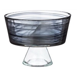 Конфетница на ножке 15см (h-11,5см) ALABASTER BLACK, стекло