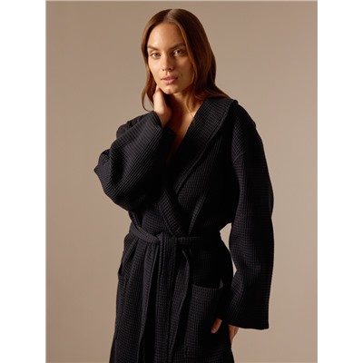 Халат вафельный женский SL HOME: Basic «Дарк Маре», размер 46-48, чёрный