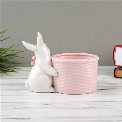 Фигурка кашпо розовое Кролик / 19083-2P /уп 24/