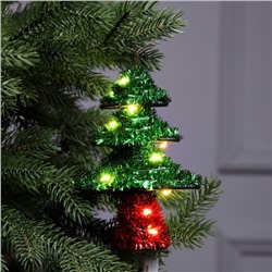 Светодиодная фигура из мишуры «Елочка зеленая» 17×13 см, 10 LED, батарейки AG10×3 (в комплекте), свечение тёплое белое