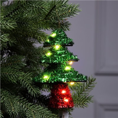 Светодиодная фигура из мишуры «Елочка зеленая» 17×13 см, 10 LED, батарейки AG10×3 (в комплекте), свечение тёплое белое