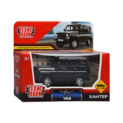Машина металл UAZ Хантер 10,5 см, инерция, темно-серый, коробка