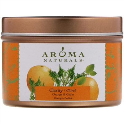 Aroma Naturals, Soy VegePure, Clarity, свеча для путешествий, апельсин и кедр, 79,38 г (2,8 унции)