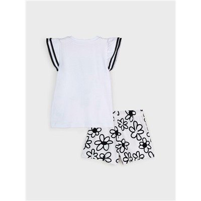 Комплект детский трикотажный для девочек: фуфайка (футболка), шорты