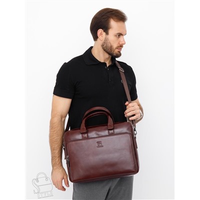 Портфель мужской кожаный 68001 brown Fuzhiniao в Новосибирске