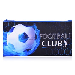 Пенал плоский "Футбол" 20,5х10,8см. Изготовлен из полиэстера, 210 ден. Имеется одно основное отделение на молнии. Предназначен хранения, канцелярских принадлежностей и прочих мелочей,  может использоваться в качестве необольшой косметички