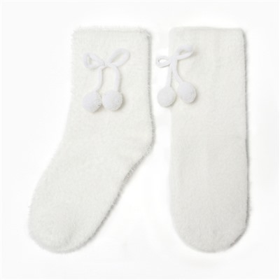 Носки махровые MINAKU с бамбошками, белый, р-р 36-39 (23-25 см)