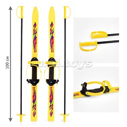 Игровые лыжи "Вираж-спорт" (игрушка детская) 100/100 см, унив.крепление, с палками стеклопластик (в сетке)