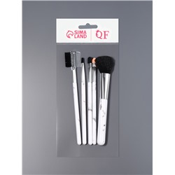 Набор кистей для макияжа «Мрамор», 5 предметов, белый, чёрный