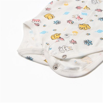 Боди детское с длинным рукавом, цвет экру/ЗВЕРИ, рост 68-74 см