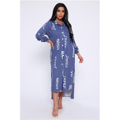 Платье-рубашка 55059 (Индиго/узор)