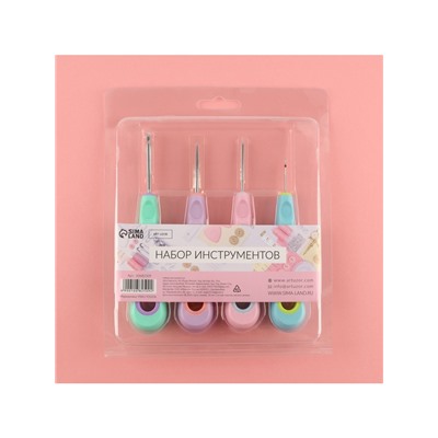 Шило швейное, вспарыватель, набор 4 шт., с прорезиненными ручками
