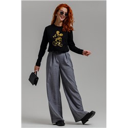 8528/1 Футболка с длинным рукавом унисекс (Черный_микки)