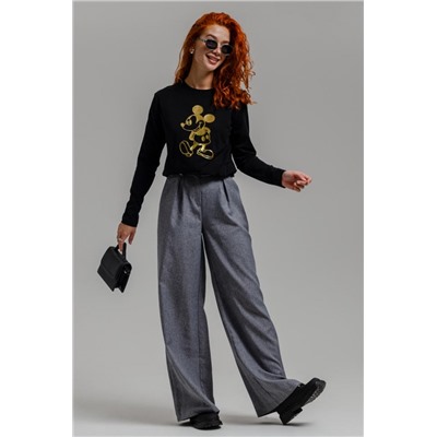 8528/1 Футболка с длинным рукавом унисекс (Черный_микки)