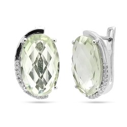 Серьги из серебра зеленый аметист, Чезара