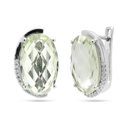Серьги из серебра зеленый аметист, Чезара