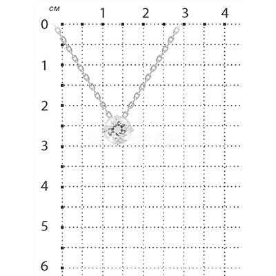 Колье из родированного серебра с фианитом 925 пробы Кц-2006рс200