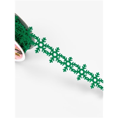 Лента декоративная фигурная «Снежинки», 25 мм, 9±0.5 м, зелёная