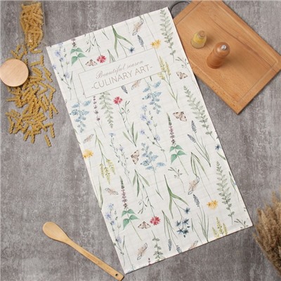 Полотенце «Этель» Wild flowers, 40×73 см, 100% хлопок, саржа 190 г/м²